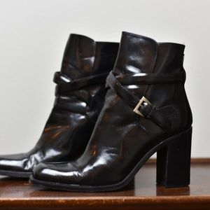 Via Spiga Black Patent Heeled Ankle Booties, size 8 b or 51